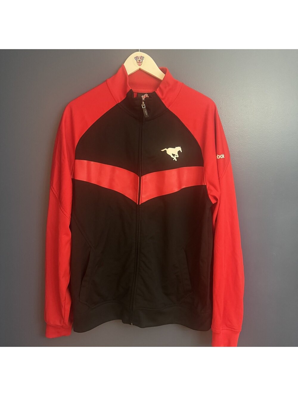 Reebok CFL Calgary Stampeders Authentic Sideline Track Jacket Sz L